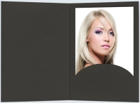 Portraitmappen 13x18cm Leinen schwarz, Einstecktasche ohne Passepartout, 50 Stück